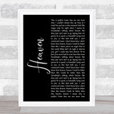 Kane Brown Heaven Black Script Song Lyric Print