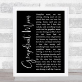 Tom Waits Grapefruit Moon Black Script Song Lyric Print