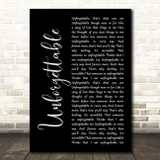 Nat King Cole Unforgettable Black Script Song Lyric Music Art Print