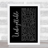 Nat King Cole Unforgettable Black Script Song Lyric Music Art Print