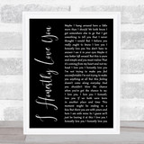 Olivia Newton-John I Honestly Love You Black Script Song Lyric Music Art Print