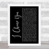Ryann Darling I Choose You Black Script Song Lyric Music Art Print