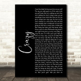 Aerosmith Crazy Black Script Song Lyric Music Art Print