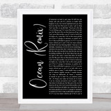 KAROL G & Jessie Reyez Ocean (Remix) Black Script Song Lyric Music Art Print