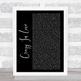 Beyonce Crazy In Love Black Script Song Lyric Quote Music Print