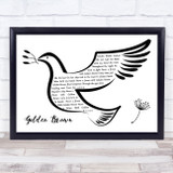 The Stranglers Golden Brown Black & White Dove Bird Song Lyric Print