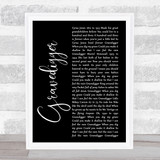 Dave Matthews Gravedigger Black Script Song Lyric Quote Music Print