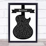 Gerry Cinnamon Belter Black & White Guitar Song Lyric Quote Print