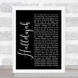 Leonard Cohen Hallelujah Black Script Song Lyric Quote Music Print