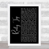 Osborne Brothers Rocky Top Black Script Song Lyric Quote Music Print