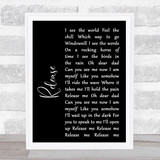 Pearl Jam Release Black Script Song Lyric Quote Music Print