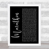 Rush Marathon Black Script Song Lyric Quote Music Print