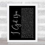 Split Enz I Got You Black Script Song Lyric Quote Music Print