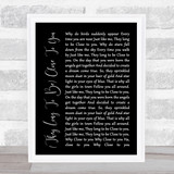 The Carpenters (They Long To Be) Close To You Black Script Song Lyric Quote Music Print