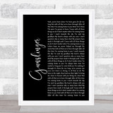 Avenged Sevenfold Gunslinger Black Script Song Lyric Quote Print