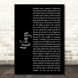 Birdy Wings Black Script Song Lyric Quote Print