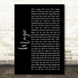 Coldplay Magic Black Script Song Lyric Quote Print