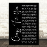 Madonna Crazy For You Black Script Song Lyric Quote Print