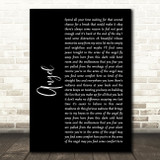 Sarah McLachlan Angel Black Script Song Lyric Quote Print