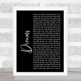 Van Halen Dreams Black Script Song Lyric Quote Print