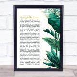 Getter Jaani Rockefeller Street Gold Green Botanical Leaves Side Script Song Lyric Print