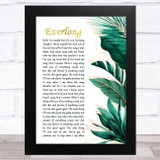 Foo Fighters Everlong Gold Green Botanical Leaves Side Script Song Lyric Music Art Print
