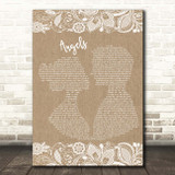 Robbie Williams Angels Burlap & Lace Song Lyric Print