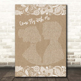 Frank Sinatra Come Fly with Me Burlap & Lace Song Lyric Print
