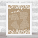 Frank Sinatra Come Fly with Me Burlap & Lace Song Lyric Print