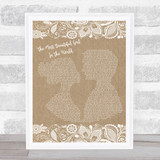 Prince The Most Beautiful Girl In The World Burlap & Lace Song Lyric Print