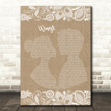 Birdy Wings Burlap & Lace Song Lyric Quote Print