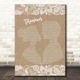 David Guetta ft. Sia Titanium Burlap & Lace Song Lyric Print