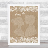 Jason Derulo Marry Me Burlap & Lace Song Lyric Print