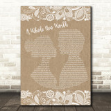 Peabo Bryson & Regina Belle A Whole New World Burlap & Lace Song Lyric Print