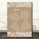 Taylor Swift Lover Burlap & Lace Song Lyric Quote Music Print