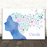 Newton Faulkner Clouds Colourful Music Note Hair Song Lyric Wall Art Print