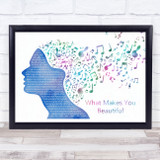 One Direction What Makes You Beautiful Colourful Music Note Hair Song Lyric Music Art Print