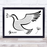 Rod Stewart Grace Black & White Dove Bird Song Lyric Wall Art Print