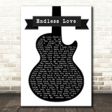 Lionel Richie & Mariah Carey Endless Love Black & White Guitar Song Lyric Print