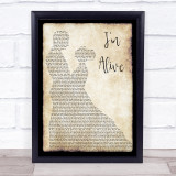 Celine Dion I'm Alive Song Lyric Man Lady Dancing Quote Print