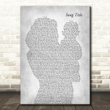 Any Song Lyrics Custom Mother & Baby Grey Song Lyric Print