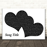 Any Song Lyrics Custom Landscape Black & White Two Hearts Song Lyric Print