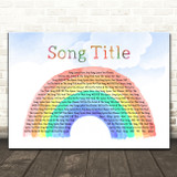 Any Song Custom Watercolour Rainbow & Clouds Personalised Lyrics Print