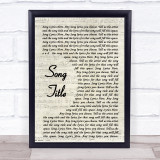 Any Song Lyrics Custom Vintage Script Wall Art Quote Personalised Lyrics Print