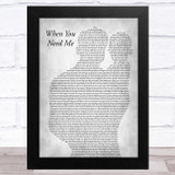 Bruce Springsteen When You Need Me Father & Baby Grey Song Lyric Music Art Print