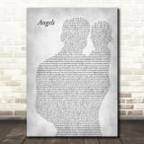 Robbie Williams Angels Father & Baby Grey Song Lyric Music Art Print