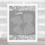 Santana Smooth Grey Burlap & Lace Song Lyric Print