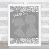 The Dave Clark Five Glad All Over Grey Burlap & Lace Song Lyric Print