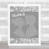 The Beatles Blackbird Burlap & Lace Grey Song Lyric Quote Print