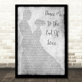 Leonard Cohen Dance Me to the End of Love Man Lady Dancing Grey Song Lyric Print